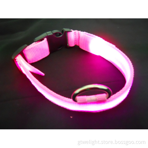 LED Fluorescent Dog Collars LED Lighting up Pet Collar Pink Light